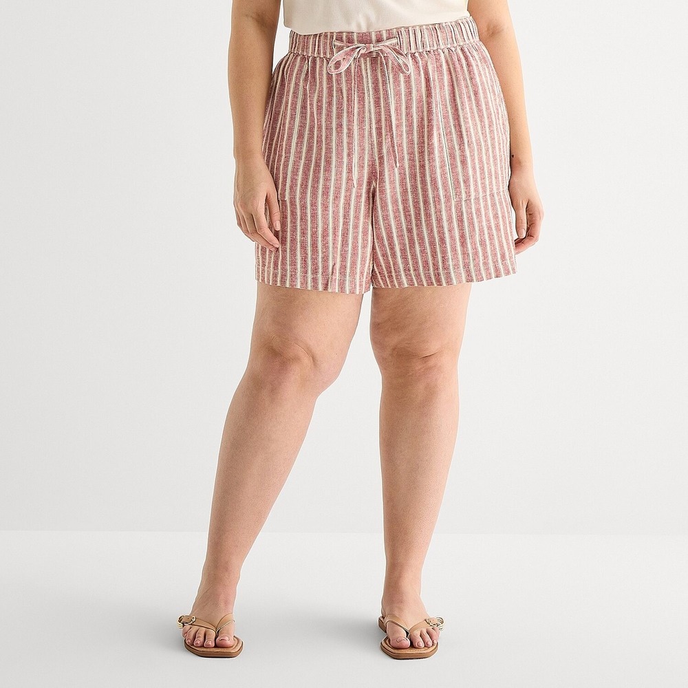 MSRP $48 A.N.A Womens 1X Cortez Red Birch High Rise 5" Pull-On Shorts